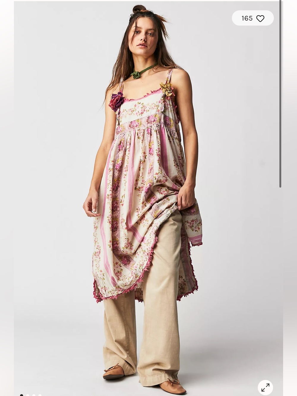 Magnolia Pearl Floral Stripe Amigas Rosette Midi Dress In Bougainvillea OS